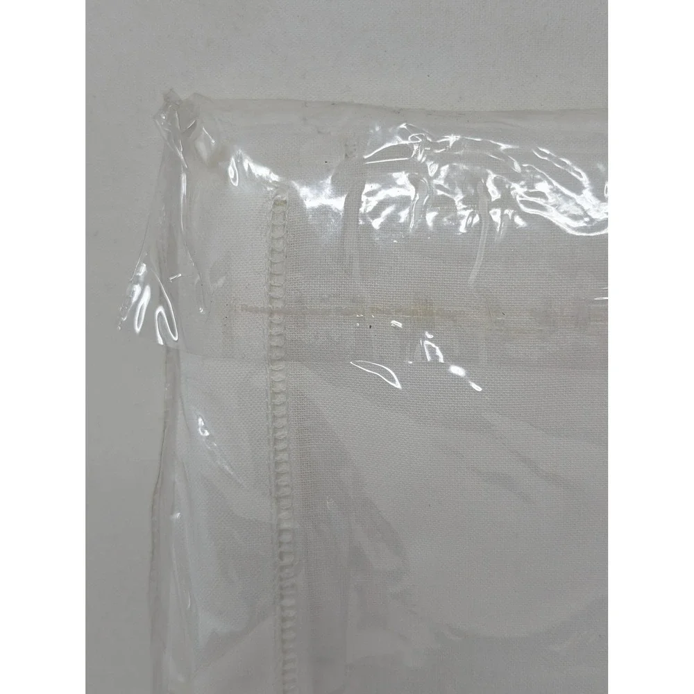 Linea Casa 12 Pack White Linen Cotton Dinner Napkins 20x20 Hand Drawn Hemstitch
